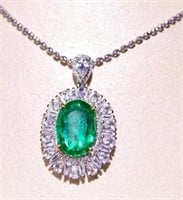 3.5ct Natural Emerald Pendant in 18K Gold