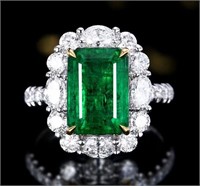 4.8ct Natural Emerald Ring in 18K Gold