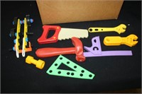 Building Tools; Plastic tools and building pieces
