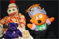 Stuffed Animals; Sock Monkey; Clown; Dino; Taz