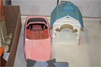 Plastic Dollhouse type structures; Gazebo; Car