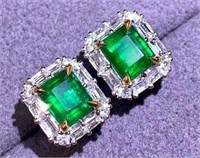 1.27ct Natural Emerald Drop Earrings in 18K Gold