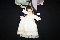 Vintage Dolls; Porcelain Doll w/Auburn hair, Stand