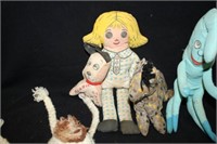 Vintage Panel Fabric Dolls; Girl, Dog, Horse, +1