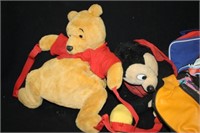 Disney Plush Backpacks; Mickey, Winnie the Pooh