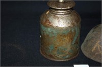 Metal Oil Cans (3); Teal Paint worn on one
