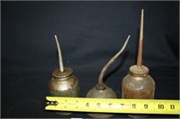Metal Oil Cans (3); Teal Paint worn on one