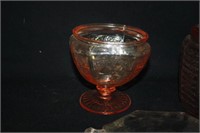 Pink Glass; Cookie jar w/lid; Compote (no lid)