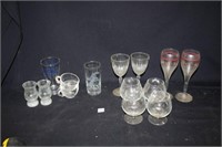 Wine and Drinking Glasses-set 2 "4th anniv"