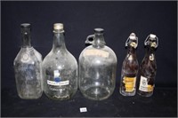 Glass Bottles w/Lids - 2 Beer Bottles