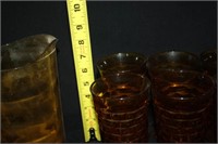Amber Drinking Glasses (10) w/pitcher