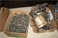 Metal Large Chain links; wrenches; torch & burner