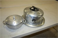 Metal Cake Carrier and Metal Bowl w/lid
