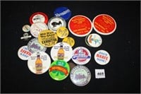 Various Advertising Buttons; Batman; Corona; Coop