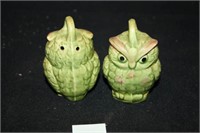 Owl Salt and pepper shakers (Japan) Green