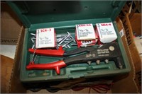 Rivet tool in plastic case; garage tools