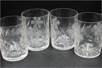 4 American Brilliant  Cut Glass Juice Glasses