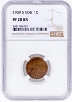 Coin 1909-S VDB  Lincoln NGC VF 20 BN