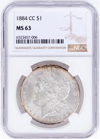 Coin 1884-CC  Morgan Silver Dollar NGC MS63