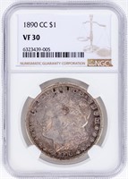 Coin 1890-CC  Morgan Silver Dollar NGC VF30
