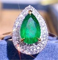 1.5ct Natural Emerald Ring in 18k Yellow Gold
