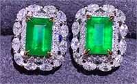2ct Natural Emerald Earrings in 18k Yellow Gold