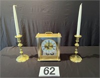 [B2] Seiko Mantle Clock with Brass Candlesticks