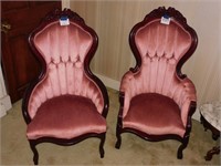 2 QUEEN ANNE UPHOLSTERED CHAIRS