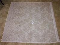 2 ROSE PATTERN LACE CURTAINS (63" X 56")