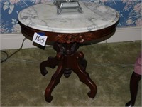 ORNATE MARBLE TOP OVAL TABLE
