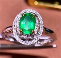 1.24ct Natural Emerald Ring in 18k Yellow Gold
