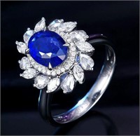 3.2ct Natural Sapphire Ring in 18k Yellow Gold