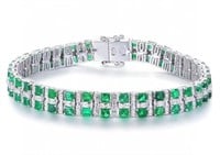 5.7ct Natural Emerald Bracelet in 18k Yellow Gold