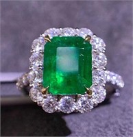 3.4ct Colombian Emerald Ring in 18k Yellow Gold