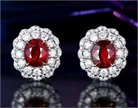 2.4ct natural ruby earrings in 18k yellow gold