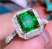 1.7ct Natural Emerald Ring in 18k Yellow Gold