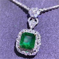 4.3ct Natural Emerald Pendant in 18k Yellow Gold