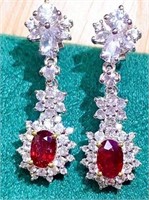 2ct natural ruby earrings in 18k yellow gold