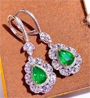 1.9ct Natural Emerald Earrings in 18k Yellow Gold
