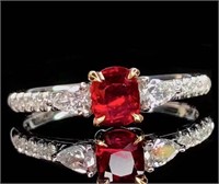 0.7ct natural ruby ring in 18k yellow gold