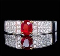 1ct natural ruby ring in 18k yellow gold