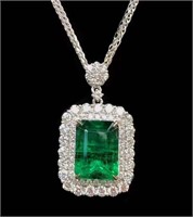 7.9ct Natural Emerald Pendant in 18k Yellow Gold