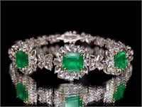 5.8ct Natural Emerald Bracelet in 18k Yellow Gold