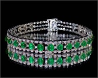 5.9ct Natural Emerald Bracelet in 18k Yellow Gold
