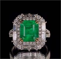 3.2ct Colombian Emerald Ring in 18k Yellow Gold