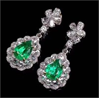 2.84ct Natural Emerald Earrings in 18k Yellow Gold