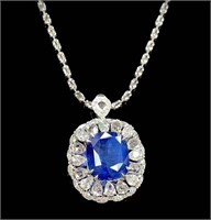 3.7ct Natural Sapphire Pendant in 18k Yellow Gold