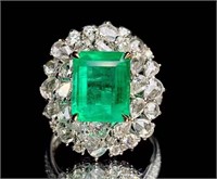 3.4ct Natural Emerald Ring in 18k Yellow Gold
