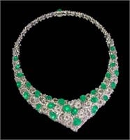 34.2ct Natural Emerald Necklace in 18k Yellow Gold
