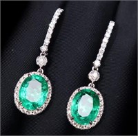 7.9ct Natural Emerald Earrings in 18k Yellow Gold